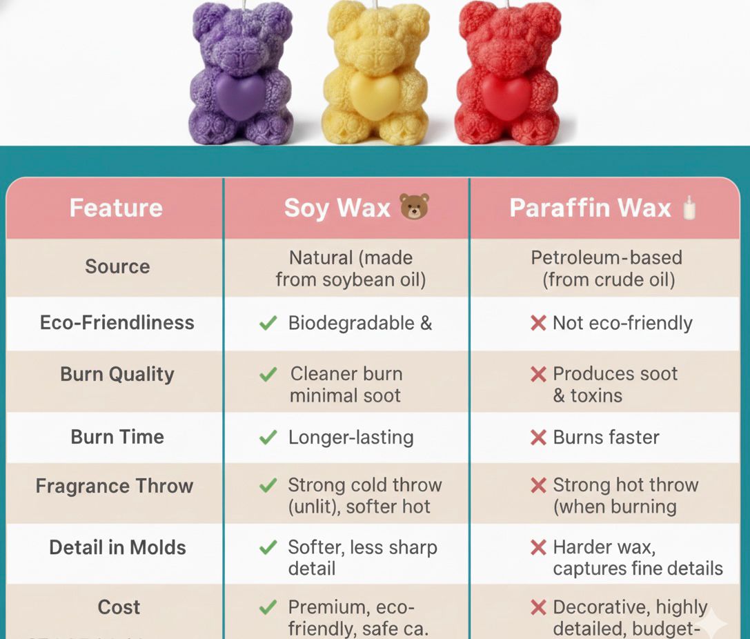 Teddy Bear Candles Black & White