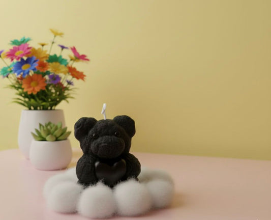 Teddy Bear Candles Black & White